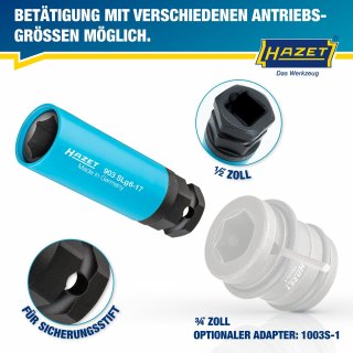 HAZET Schlag- | Maschinenschrauber Steckschlüsseleinsatz Satz 903SLG6/3 ∙ 1/2 Zoll (12,5 mm) Vierkant hohl | 24 mm Außen-Sechskant Bild 10