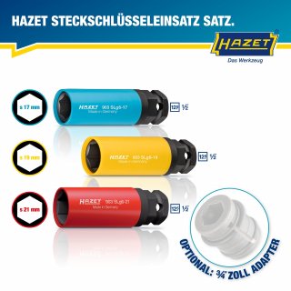 HAZET Schlag- | Maschinenschrauber Steckschlüsseleinsatz Satz 903SLG6/3 ∙ 1/2 Zoll (12,5 mm) Vierkant hohl | 24 mm Außen-Sechskant Bild 7