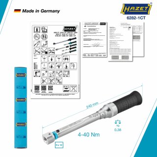 HAZET Drehmomentschlüssel 6282-1CT ∙ Drehmomentbereich min-max: 4 – 40 Nm ∙ Genauigkeit: 2% ∙ 9 x 12 mm Einsteck-Vierkant hohl ∙ Bild 3