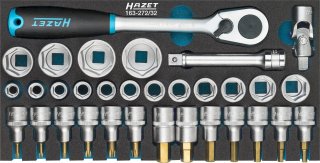 HAZET Steckschlüssel Satz 163-272/32 ∙ 1/2 Zoll (12,5 mm) Vierkant hohl ∙ Außen Doppelsechskant-Tractionsprofil | Innen TORX® Pro Bild 1