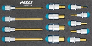 HAZET Schraubendreher-Steckschlüsseleinsatz Satz 163-220/13 ∙ 1/2 Zoll (12,5 mm) Vierkant hohl ∙ Innen Sechskant Profil ∙ 13-tei Bild 3