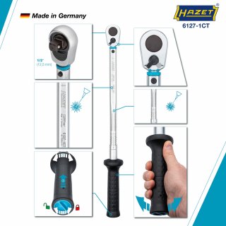 HAZET Drehmomentschlüssel ∙ US-STANDARD 6127-1CT ∙ Drehmomentbereich min-max: 54.2 – 271.2 Nm ∙ lbf min-max: 40 – 200 lbf.ft  ∙  Bild 2