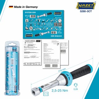 HAZET Drehmomentschlüssel 5280-3CT ∙ Drehmomentbereich min-max: 2.5 – 25 Nm ∙ Genauigkeit: 3% ∙ 9 x 12 mm Einsteck-Vierkant hohl Bild 4