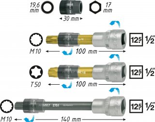 HAZET Keil(rippen)riemenscheibe-Werkzeug 4641/4 ∙ 1/2 Zoll (12,5 mm) Vierkant hohl ∙ Innen Vielzahn Profil XZN | Innen TORX® Prof Bild 1