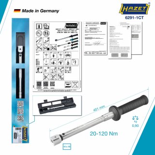 HAZET Drehmomentschlüssel mit DAkkS-Kalibrierschein 6291-1CTCAL ∙ Drehmomentbereich min-max: 20 – 120 Nm ∙ Genauigkeit: 2% ∙ 14  Bild 4