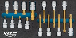 HAZET Schraubendreher-Steckschlüsseleinsatz Satz ∙ XZN 163-482/15 ∙ 1/2 Zoll (12,5 mm) Vierkant hohl ∙ Innen Vielzahn Profil XZN Bild 3