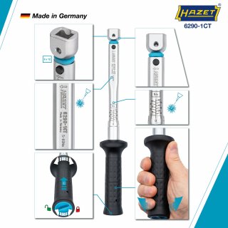 HAZET Drehmomentschlüssel 6290-1CT ∙ Drehmomentbereich min-max: 5 – 60 Nm ∙ Genauigkeit: 2% ∙ 9 x 12 mm Einsteck-Vierkant hohl ∙ Bild 2