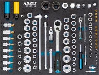 HAZET Steckschlüssel Satz 163-369/104 ∙ 1/4 Zoll (6,3 mm) Vierkant hohl | 1/2 Zoll (12,5 mm) Vierkant hohl | 3/4 Zoll (20 mm) Vier Bild 3