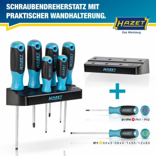 HAZET Schraubendreher Satz 811SH-1/7 ∙ Kreuzschlitz Profil PH | Schlitz Profil ∙ 7-teilig ∙ PH1 – PH2 ∙ 0,5 x 3 – 1,2 x 6,5 Bild 2