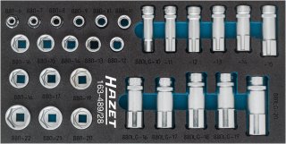 HAZET Steckschlüsseleinsatz Satz 163-489/28 ∙ 3/8 Zoll (10 mm) Vierkant hohl ∙ Außen Sechskant-Tractionsprofil ∙ 28-teilig ∙ 6 – Bild 3