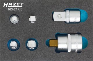 HAZET Adapter Satz 163-217/6 ∙ 1/4 Zoll (6,3 mm) Vierkant hohl | 3/8 Zoll (10 mm) Vierkant hohl | 1/2 Zoll (12,5 mm) Vierkant hohl Bild 2