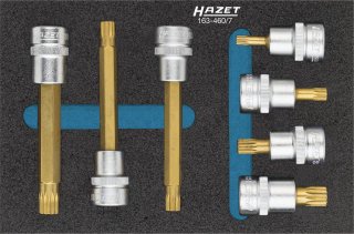 HAZET Schraubendreher-Steckschlüsseleinsatz Satz 163-460/7 ∙ 3/8 Zoll (10 mm) Vierkant hohl ∙ Innen Vielzahn Profil XZN ∙ 7-teil Bild 1