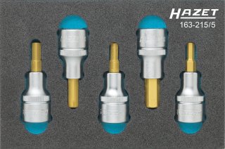 HAZET Schraubendreher-Steckschlüsseleinsatz Satz 163-215/5 ∙ 1/2 Zoll (12,5 mm) Vierkant hohl ∙ Innen Sechskant Profil ∙ 5-teili Bild 1