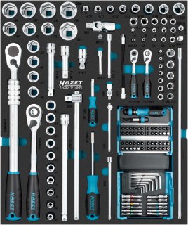 HAZET Steckschlüssel Satz 163D-1/148N ∙ 1/4 Zoll (6,3 mm) Sechskant massiv | 1/4 Zoll (6,3 mm) Vierkant hohl | 1/2 Zoll (12,5 mm)  Bild 1