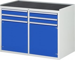 Schubladenschrank LL5.7.7 | B1145xT650xH825mm | MT-Top-25mm | 4xSchublade-VA | 2xTür Bild 1