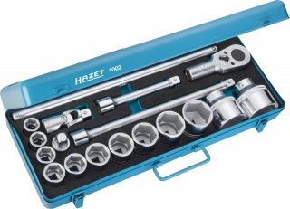 HAZET Steckschlüssel Satz 1002 ∙ 3/4 Zoll (20 mm) Vierkant hohl ∙ Außen Sechskant Profil ∙ 18-teilig ∙ 22 – 60 Bild 1