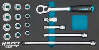 HAZET Steckschlüssel Satz 163-181/17 ∙ 3/8 Zoll (10 mm) Vierkant hohl ∙ Außen Sechskant-Tractionsprofil ∙ 17-teilig ∙ 10 – 22 Bild 3