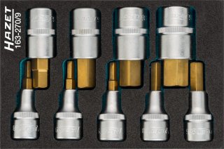 HAZET Schraubendreher-Steckschlüsseleinsatz Satz 163-270/9 ∙ 1/2 Zoll (12,5 mm) Vierkant hohl ∙ Innen Sechskant Profil ∙ 9-teili Bild 3