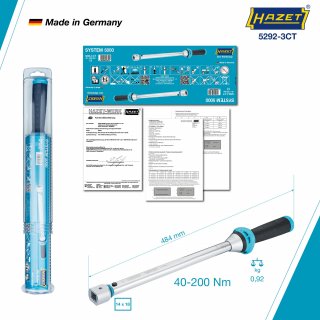 HAZET Drehmomentschlüssel 5292-3CT ∙ Drehmomentbereich min-max: 40 – 200 Nm ∙ Genauigkeit: 3% ∙ 14 x 18 mm Einsteck-Vierkant hoh Bild 4