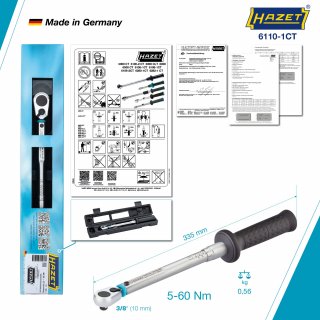 HAZET Drehmomentschlüssel mit DAkkS-Kalibrierschein 6110-1CTCAL ∙ Drehmomentbereich min-max: 5 – 60 Nm ∙ Genauigkeit: 2% ∙ 3/8 Z Bild 5