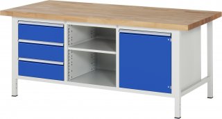 Werkbank höhenverstellbar 8563A2 | B2000xT900xH840-1040mm | 3xSchublade-TA | 1xTür Bild 1