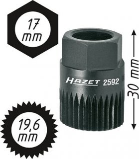 HAZET Keil(rippen)riemenscheibe-Adapter 2592 ∙ 17 mm Außen-Sechskant ∙ Vielzahn Profil ∙ SW 19,6 mm Bild 1