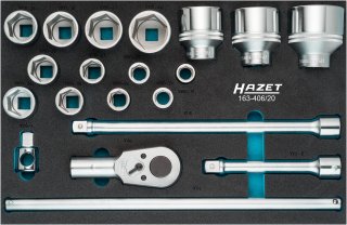 HAZET Steckschlüssel Satz 163-406/20 ∙ 3/4 Zoll (20 mm) Vierkant hohl ∙ Außen Sechskant Profil ∙ 20-teilig ∙ 19 – 60 Bild 1