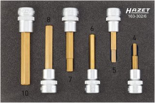 HAZET Schraubendreher-Steckschlüsseleinsatz Satz 163-302/6 ∙ 3/8 Zoll (10 mm) Vierkant hohl ∙ Innen Sechskant Profil ∙ 6-teilig  Bild 3