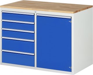 Schubladenschrank LL5.23.12 | B1145xT650xH825mm | B-Top-25mm | 5xSchublade-VA,1xTür Bild 1