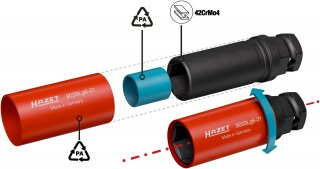 HAZET Schlag- | Maschinenschrauber Steckschlüsseleinsatz 903SLG6-21 ∙ 1/2 Zoll (12,5 mm) Vierkant hohl | 24 mm Außen-Sechskant ∙ A Bild 9