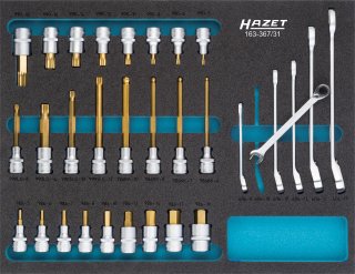 HAZET Schraubendreher-Steckschlüsseleinsatz Satz 163-367/31 ∙ 1/2 Zoll (12,5 mm) Vierkant hohl ∙ Außen Doppelsechskant-Tractions Bild 1