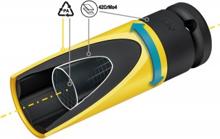 HAZET Schlag- | Maschinenschrauber Steckschlüsseleinsatz 903SLG-19 ∙ 1/2 Zoll (12,5 mm) Vierkant hohl ∙ Außen Sechskant-Tractions Bild 4