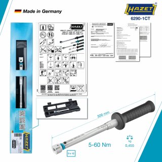 HAZET Drehmomentschlüssel 6290-1CT ∙ Drehmomentbereich min-max: 5 – 60 Nm ∙ Genauigkeit: 2% ∙ 9 x 12 mm Einsteck-Vierkant hohl ∙ Bild 3