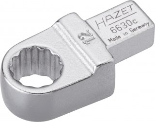 HAZET Einsteck-Ringschlüssel 6630C-12 ∙ 9 x 12 mm Einsteck-Vierkant massiv ∙ Außen Doppelsechskant-Tractionsprofil ∙ SW 12 mm