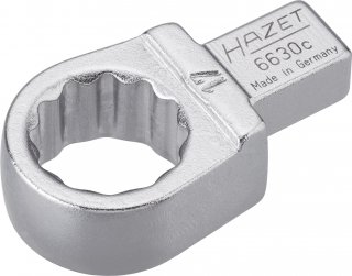 HAZET Einsteck-Ringschlüssel 6630C-17 ∙ 9 x 12 mm Einsteck-Vierkant massiv ∙ Außen Doppelsechskant-Tractionsprofil ∙ SW 17 mm