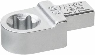 HAZET Einsteck Ringschlüssel 6609C-E16 ∙ 9 x 12 mm Einsteck-Vierkant massiv ∙ Außen TORX® Profil ∙ SW E16