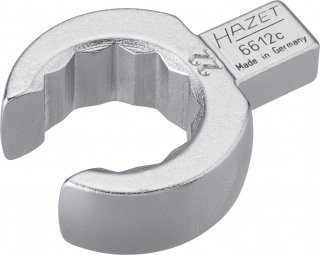 HAZET Einsteck-Ringschlüssel ∙ offen 6612C-22 ∙ 9 x 12 mm Einsteck-Vierkant massiv ∙ Außen Doppelsechskant Profil ∙ SW 22 mm