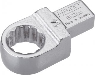 HAZET Einsteck-Ringschlüssel 6630C-14 ∙ 9 x 12 mm Einsteck-Vierkant massiv ∙ Außen Doppelsechskant-Tractionsprofil ∙ SW 14 mm