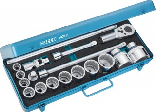 HAZET Steckschlüssel Satz 1002Z ∙ 3/4 Zoll (20 mm) Vierkant hohl ∙ 18-teilig ∙ 22 – 60