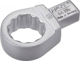 HAZET Einsteck-Ringschlüssel 6630C-19 ∙ 9 x 12 mm Einsteck-Vierkant massiv ∙ Außen Doppelsechskant-Tractionsprofil ∙ SW 19 mm