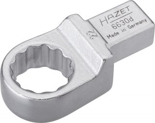 HAZET Einsteck-Ringschlüssel 6630D-22 ∙ 14 x 18 mm Einsteck-Vierkant massiv ∙ Außen Doppelsechskant-Tractionsprofil ∙ SW 22 mm