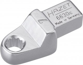 HAZET Einsteck-Ringschlüssel 6630C-7 ∙ 9 x 12 mm Einsteck-Vierkant massiv ∙ Außen Doppelsechskant-Tractionsprofil ∙ SW 7 mm