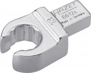 HAZET Einsteck-Ringschlüssel ∙ offen 6612C-13 ∙ 9 x 12 mm Einsteck-Vierkant massiv ∙ Außen Doppelsechskant Profil ∙ SW 13 mm