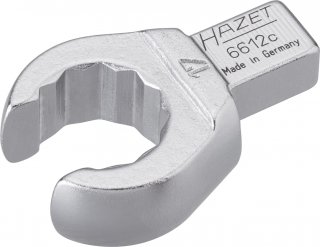 HAZET Einsteck-Ringschlüssel ∙ offen 6612C-17 ∙ 9 x 12 mm Einsteck-Vierkant massiv ∙ Außen Doppelsechskant Profil ∙ SW 17 mm